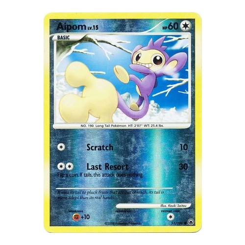 Aipom 51/100 DP Majestic Dawn Reverse Holo Common Pokemon Card NEAR MINT TCG