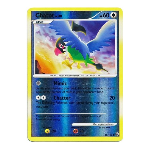 Chatot 55/100 DP Majestic Dawn Reverse Holo Common Pokemon Card NEAR MINT TCG