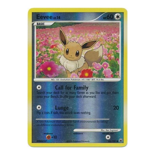 Eevee 62/100 DP Majestic Dawn Reverse Holo Common Pokemon Card NEAR MINT TCG
