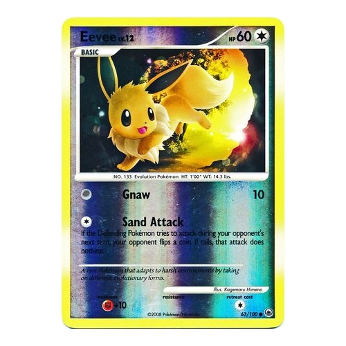 Eevee 63/100 DP Majestic Dawn Reverse Holo Common Pokemon Card NEAR MINT TCG