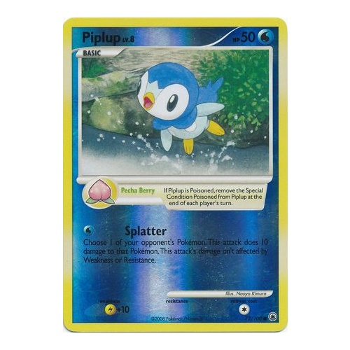 Piplup 72/100 DP Majestic Dawn Reverse Holo Common Pokemon Card NEAR MINT TCG