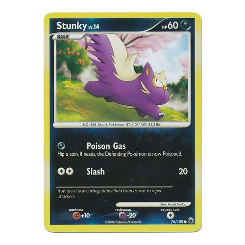 Stunky 76/100 DP Majestic Dawn Reverse Holo Common Pokemon Card NEAR MINT TCG