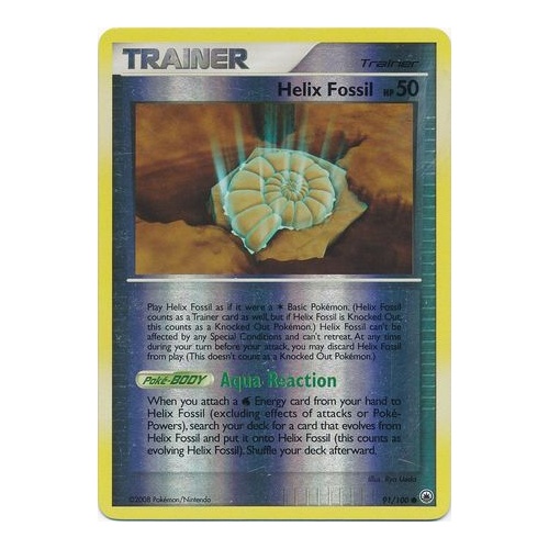 Helix Fossil 91/100 DP Majestic Dawn Reverse Holo Common Trainer Pokemon Card NEAR MINT TCG