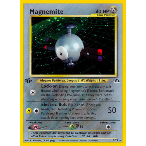 Magnemite 7/75 Neo Discovery 1st Edition Holo Rare Pokemon Card NEAR MINT TCG