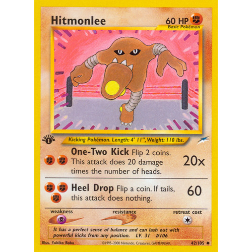 Pokemon Neo Destiny Uncommon Card #42//105 Hitmonlee