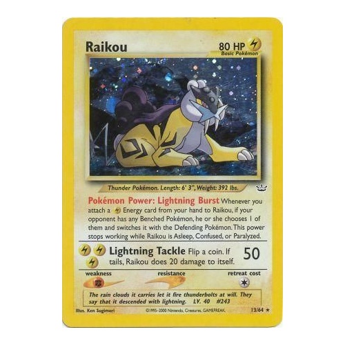 Raikou 13/64 Neo Revelation Unlimited Holo Rare Pokemon Card NEAR MINT TCG