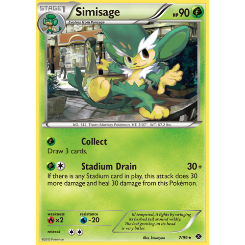 Simisage 7/99 BW Next Destinies Rare Pokemon Card NEAR MINT TCG