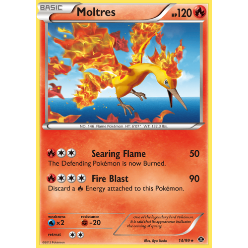 Moltres 14/99 BW Next Destinies Holo Rare Pokemon Card NEAR MINT TCG