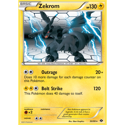Zekrom 50/99 BW Next Destinies Rare Pokemon Card NEAR MINT TCG