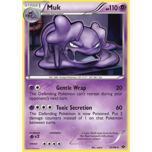 Muk 53 99 BW Next Destinies Rare Pokemon Card NEAR MINT TCG