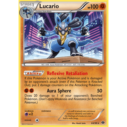 Lucario 64/99 BW Next Destinies Holo Rare Pokemon Card NEAR MINT TCG