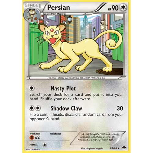 Persian 81/99 BW Next Destinies Rare Pokemon Card NEAR MINT TCG