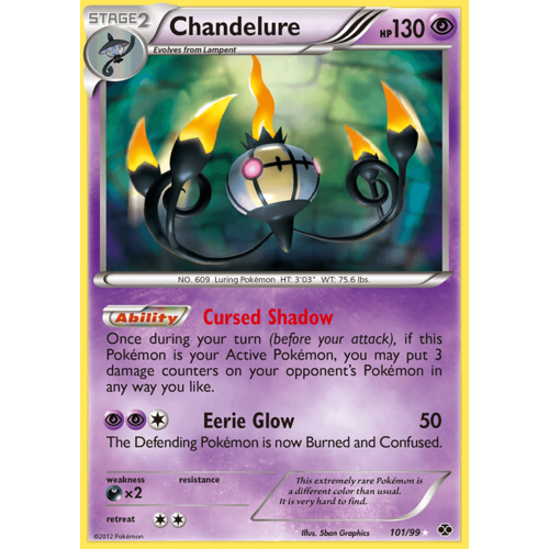 Chandelure 101/99 BW Next Destinies Holo Secret Rare Pokemon Card NEAR MINT TCG