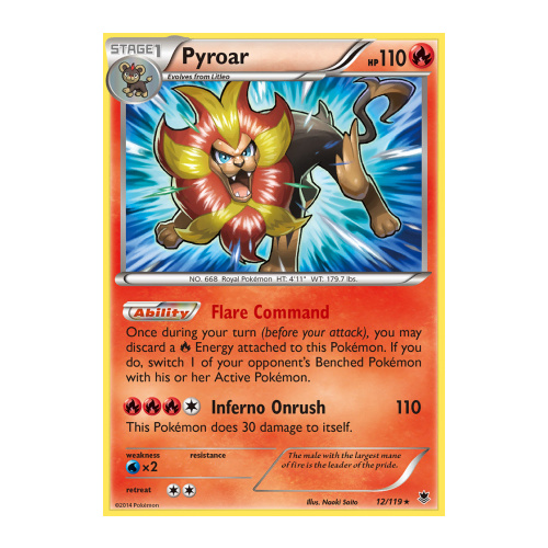 Pyroar 12/119 XY Phantom Forces Holo Rare Pokemon Card NEAR MINT TCG