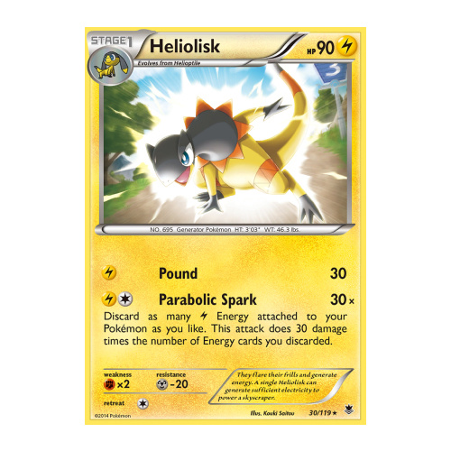 Heliolisk 30/119 XY Phantom Forces Holo Rare Pokemon Card NEAR MINT TCG