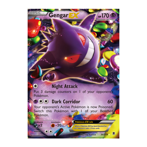 Gengar EX 34/119 XY Phantom Forces Holo Ultra Rare Pokemon Card NEAR MINT TCG