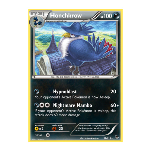 Honchkrow 52/119 XY Phantom Forces Rare Pokemon Card NEAR MINT TCG