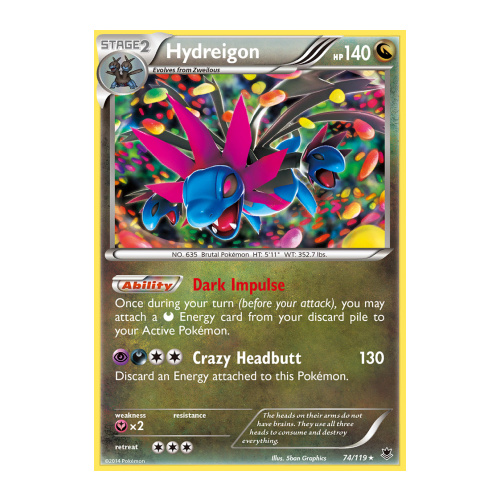 Hydreigon 74/119 XY Phantom Forces Holo Rare Pokemon Card NEAR MINT TCG