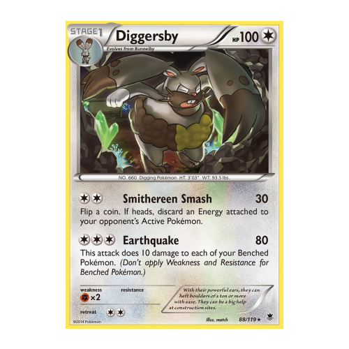 Diggersby 88/119 XY Phantom Forces Rare Pokemon Card NEAR MINT TCG
