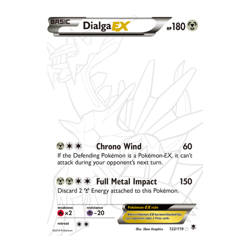 LIGHTLY PLAYED Dialga EX 122/119 XY Phantom Forces Holo Secret Rare Full Art Pokemon Card