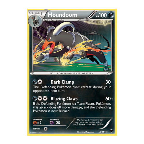 Houndoom 56/101 BW Plasma Blast Holo Rare Pokemon Card NEAR MINT TCG