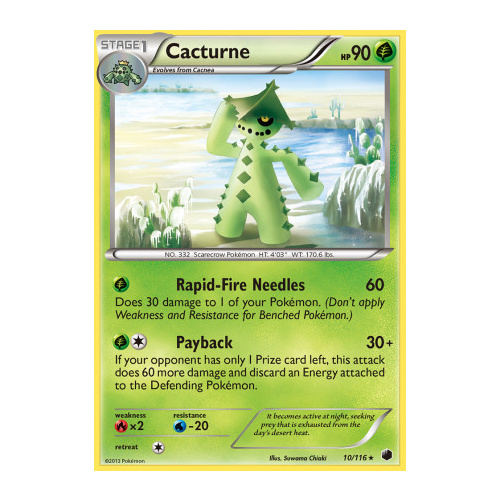 Cacturne 10/116 BW Plasma Freeze Rare Pokemon Card NEAR MINT TCG