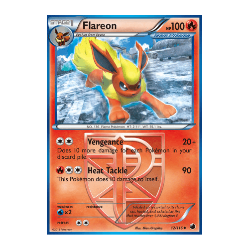 Flareon 12/116 BW Plasma Freeze Reverse Holo Uncommon Pokemon Card NEAR MINT TCG