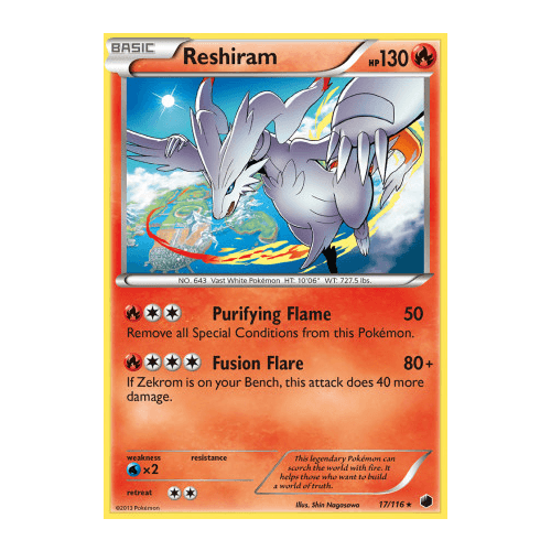 Reshiram 17/116 BW Plasma Freeze Holo Rare Pokemon Card NEAR MINT TCG