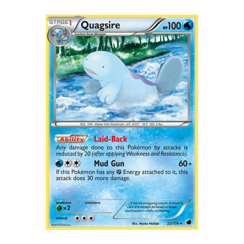 Quagsire 22/116 BW Plasma Freeze Rare Pokemon Card NEAR MINT TCG