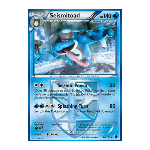 Seismitoad 26/116 BW Plasma Freeze Rare Pokemon Card NEAR MINT TCG