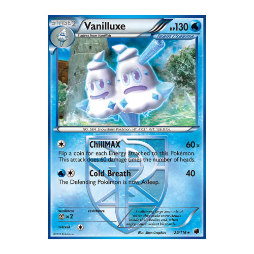 Vanilluxe 29/116 BW Plasma Freeze Rare Pokemon Card NEAR MINT TCG