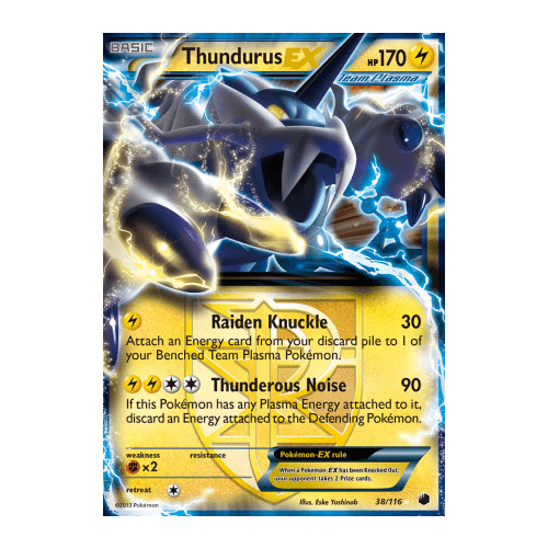 Thundurus EX 38/116 BW Plasma Freeze Holo Ultra Rare Pokemon Card NEAR MINT TCG