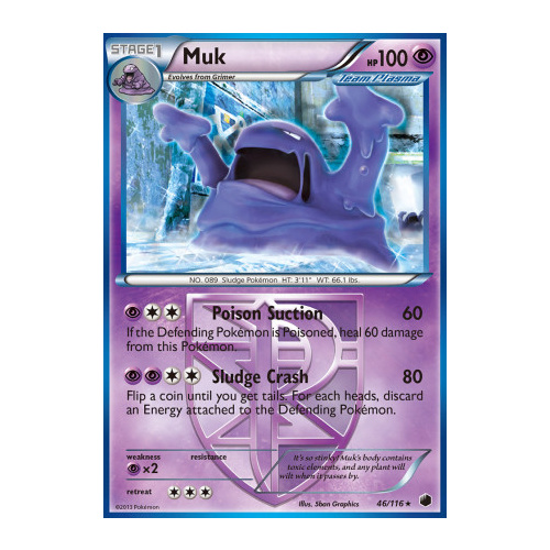 Muk 46/116 BW Plasma Freeze Rare Pokemon Card NEAR MINT TCG