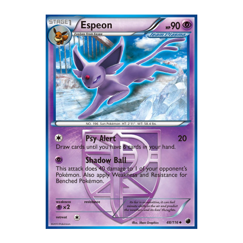 Espeon 48/116 BW Plasma Freeze Reverse Holo Uncommon Pokemon Card NEAR MINT TCG