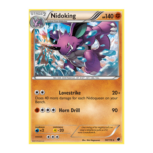 Nidoking 58/116 BW Plasma Freeze Rare Pokemon Card NEAR MINT TCG