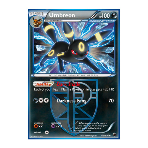 Umbreon 64/116 BW Plasma Freeze Reverse Holo Rare Pokemon Card NEAR MINT TCG