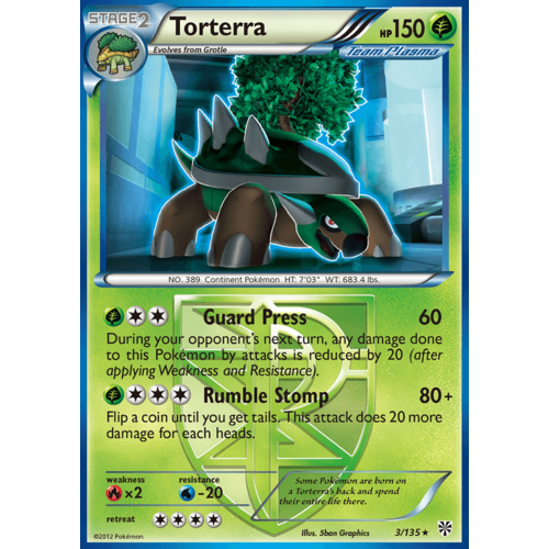 Torterra 3/135 BW Plasma Storm Rare Pokemon Card NEAR MINT TCG
