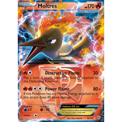 Moltres EX 14/135 BW Plasma Storm Holo Ultra Rare Pokemon Card NEAR MINT TCG