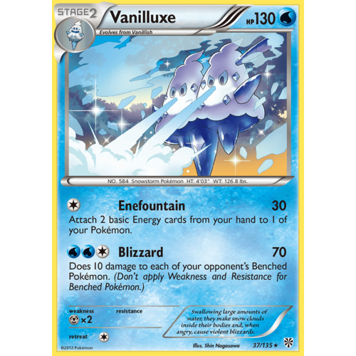 Vanilluxe 37/135 BW Plasma Storm Rare Pokemon Card NEAR MINT TCG