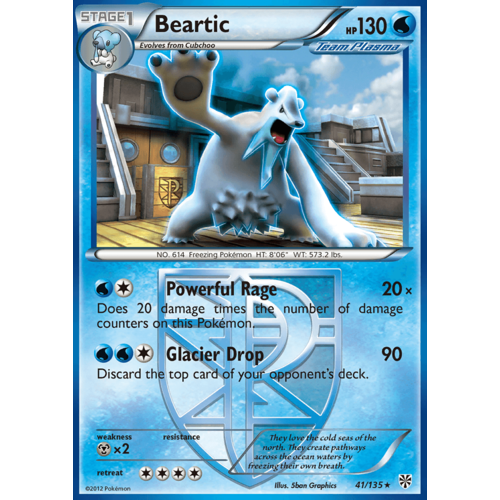 Beartric 41/135 BW Plasma Storm Rare Pokemon Card NEAR MINT TCG