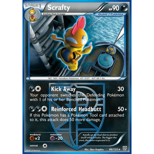 Scrafty 86/135 BW Plasma Storm Rare Pokemon Card NEAR MINT TCG