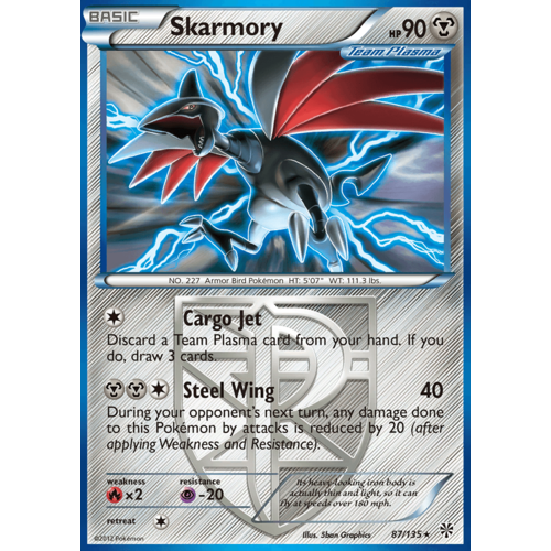 Skarmory 87/135 BW Plasma Storm Rare Pokemon Card NEAR MINT TCG