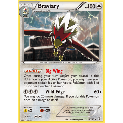 Braviary 116/135 BW Plasma Storm Rare Pokemon Card NEAR MINT TCG