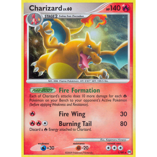 Charizard 1/99 Platinum Arceus Holo Rare Pokemon Card NEAR MINT TCG