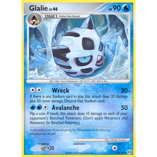 Glalie 18/99 Platinum Arceus Rare Pokemon Card NEAR MINT TCG
