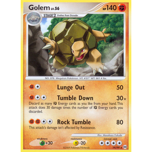 Golem 19/99 Platinum Arceus Rare Pokemon Card NEAR MINT TCG