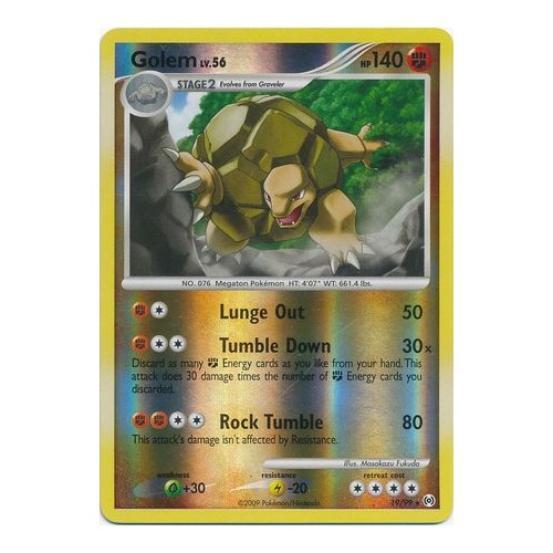 Golem 19/99 Platinum Arceus Reverse Holo Rare Pokemon Card NEAR MINT TCG