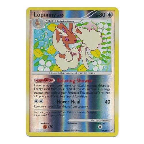 Lopunny 21/99 Platinum Arceus Reverse Holo Rare Pokemon Card NEAR MINT TCG