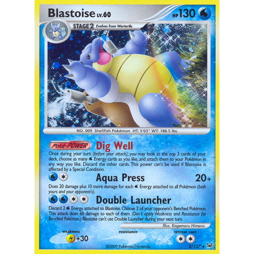 Blastoise 2/127 Platinum Base Set Holo Rare Pokemon Card NEAR MINT TCG