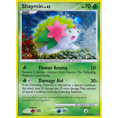 Shaymin 14/127 Platinum Base Set Holo Rare Pokemon Card NEAR MINT TCG